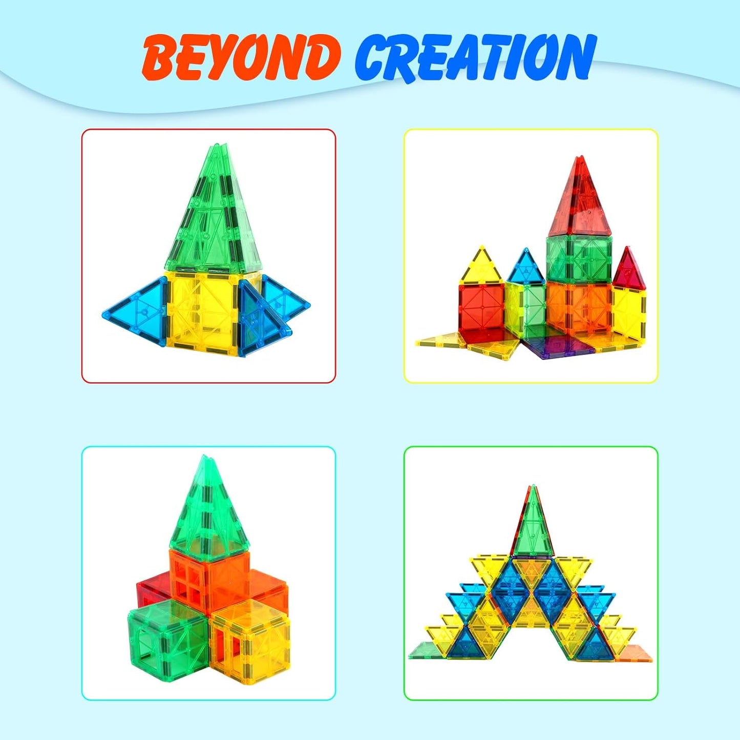 Gemmicc 100 PCS Magnetic Tiles with 2 Cars