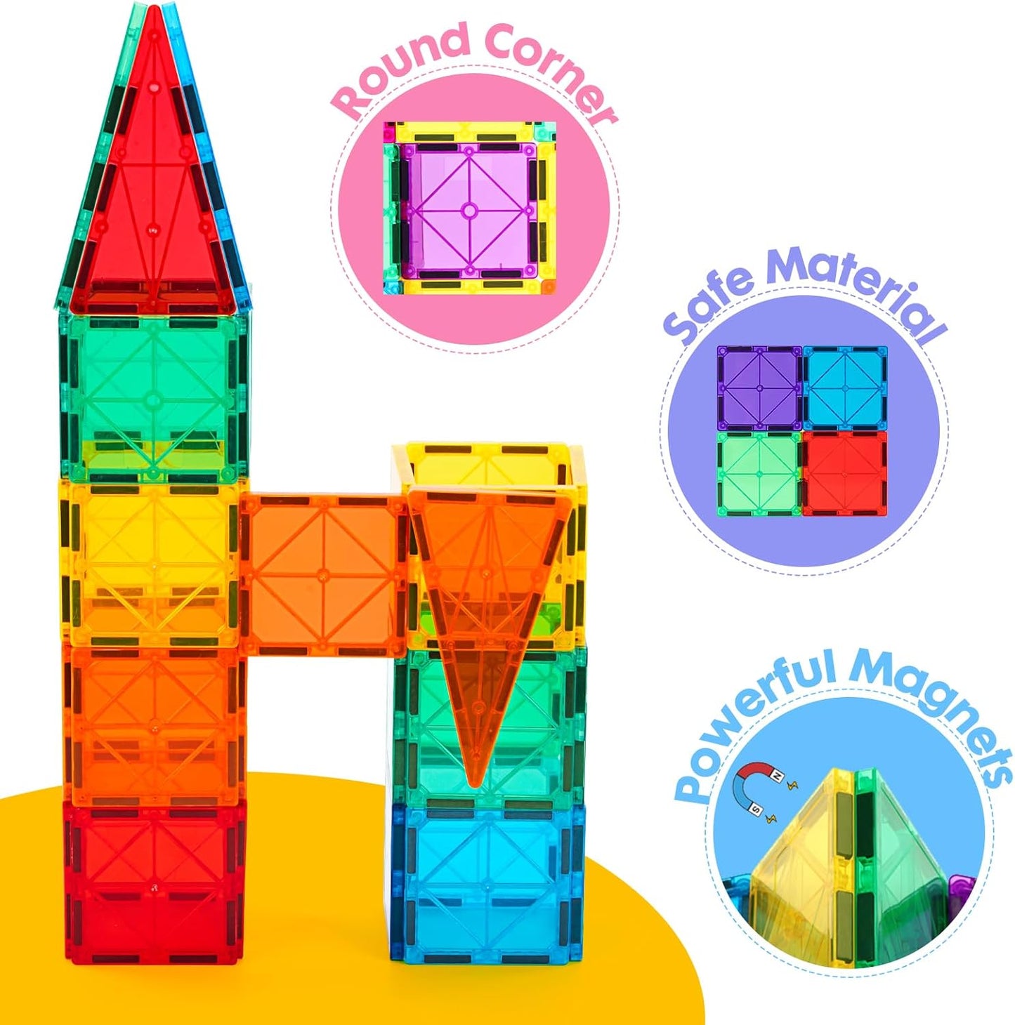 Gemmicc 100 PCS Magnetic Tiles with 2 Cars